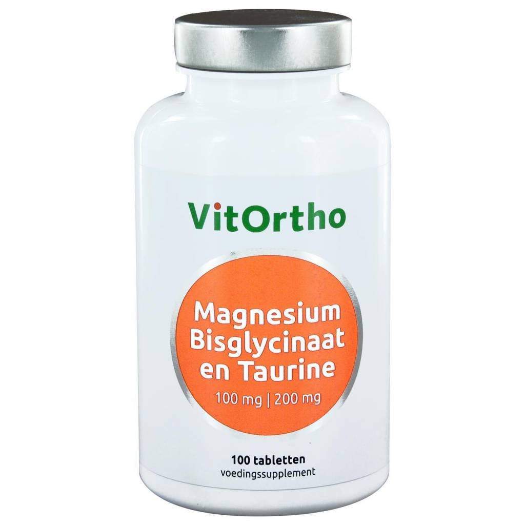 Magnesium Bisglycinaat 100 mg en Taurine - NowVitamins - VitOrtho - 8717056140469