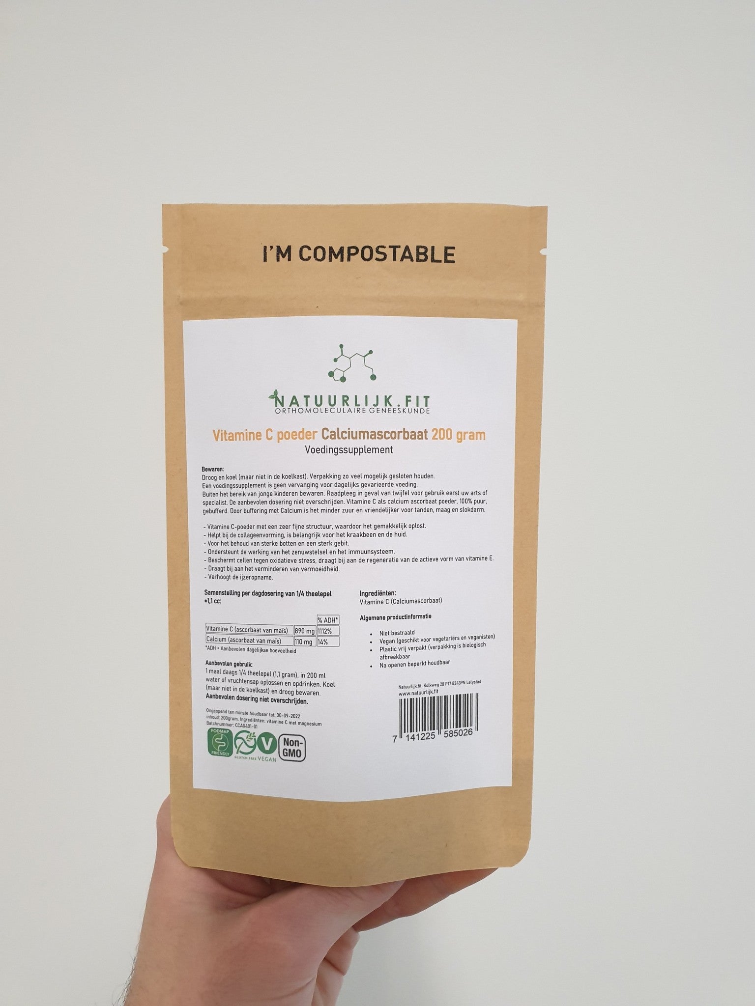 Vitamine C poeder calciumascorbaat - NowVitamins - Natuurlijk.fit - 7141225585026