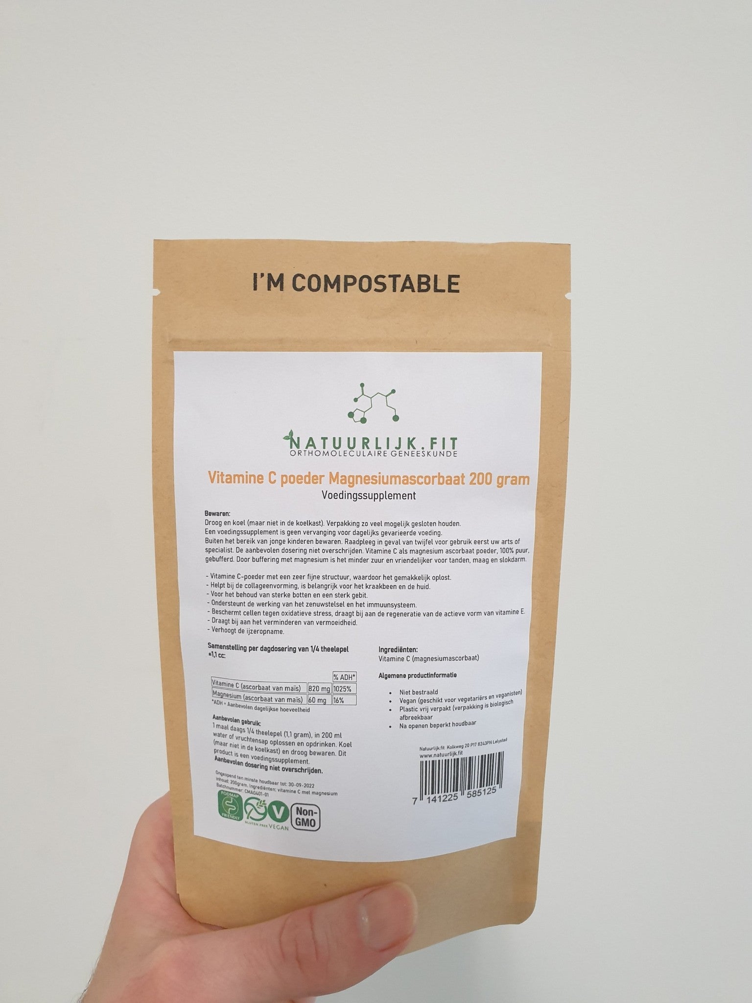 Vitamine C poeder magnesiumascorbaat - NowVitamins - Natuurlijk.fit - 7141225585125