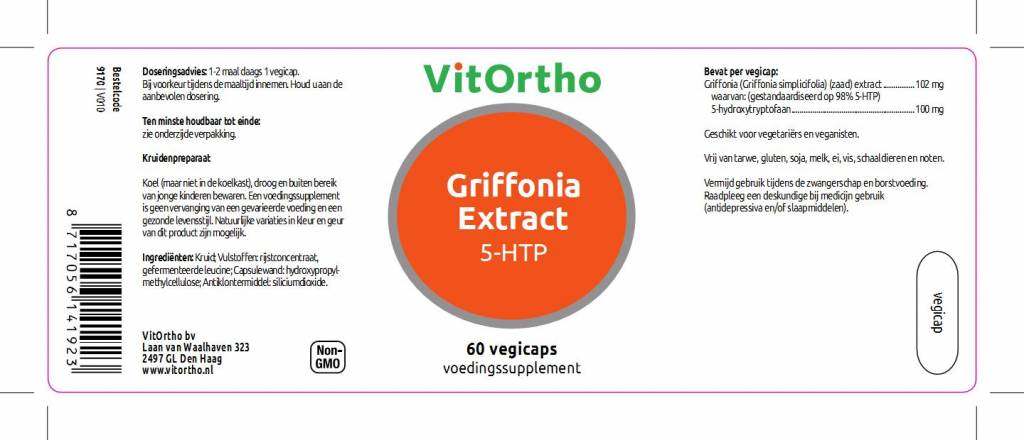 5-HTP 100 mg uit Griffonia Extract - NowVitamins - VitOrtho - 8717056141923