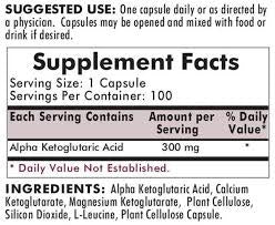 Alpha Ketoglutaric Acid - NowVitamins - Kirkman - 812325020744