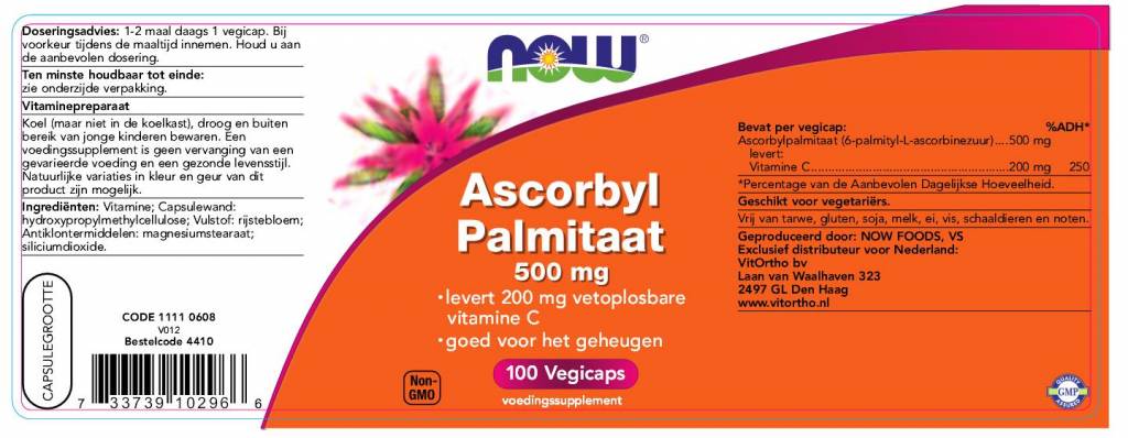 Ascorbyl Palmitaat 500 mg - NowVitamins - NOW Foods - 733739102966