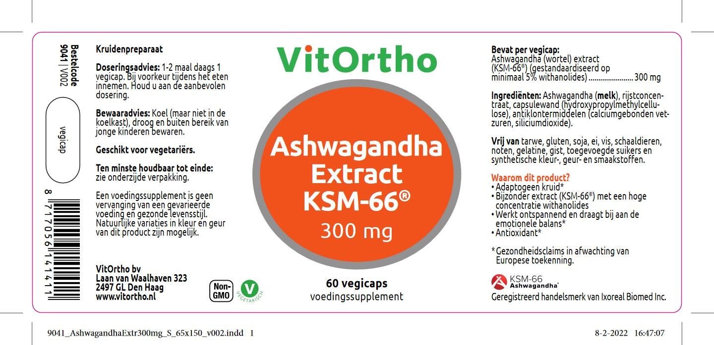 Ashwaganda extract 300 mg KSM-66 - NowVitamins - VitOrtho - 8717056141411