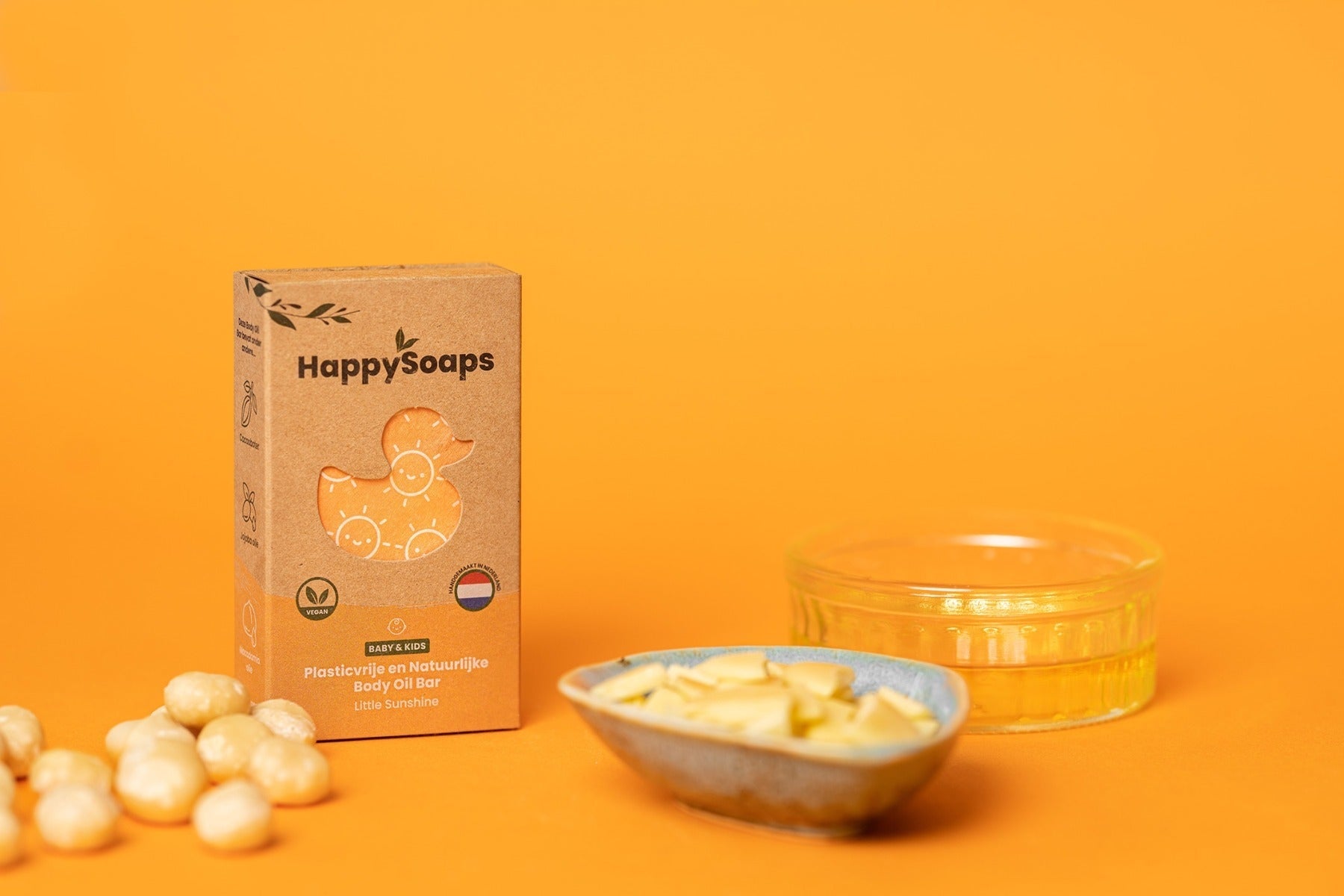 Baby & kids body oil bar little sunshine - NowVitamins - HappySoaps - 100% plasticvrije cosmetica - 8720572971219