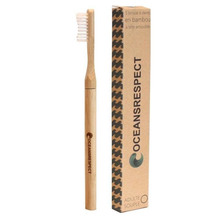 Bamboe tandenborstel met verwisselbare kop - zacht - NowVitamins - Oceansrespect -