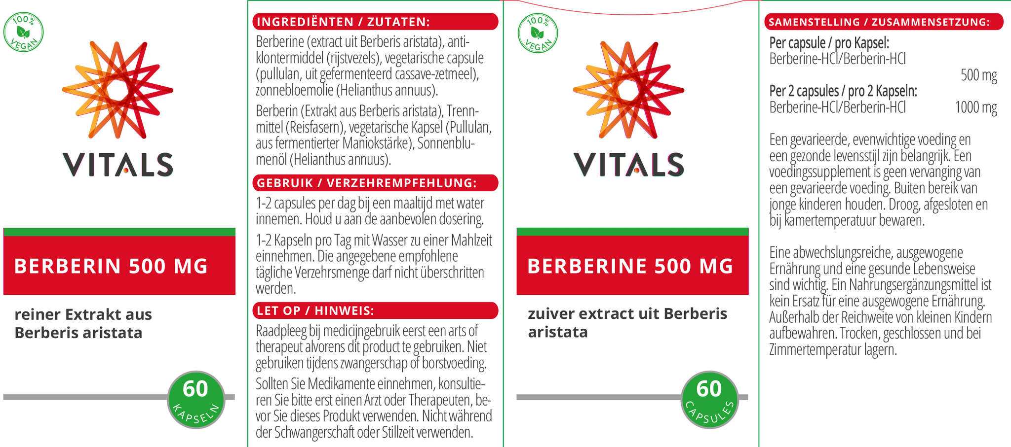 Berberine 500 mg - NowVitamins - Vitals - 8716717003839