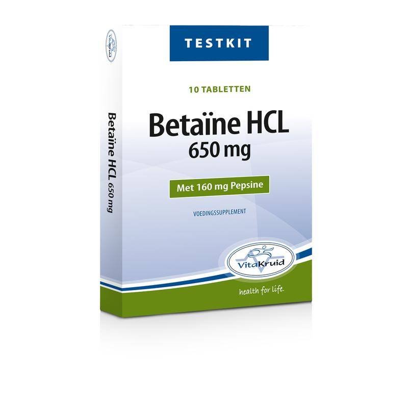 Betaine HCL 650 mg & pepsine 160 mg testkit - NowVitamins - Vitakruid - 8717438691183