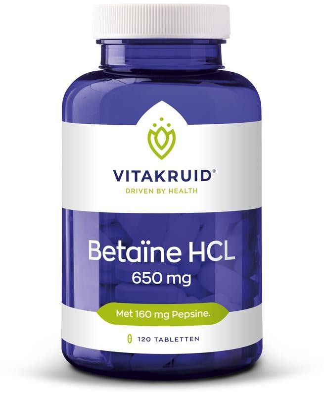 Betaine HCL 650 mg & pepsine 160 mg - NowVitamins - Vitakruid - 8717438691152