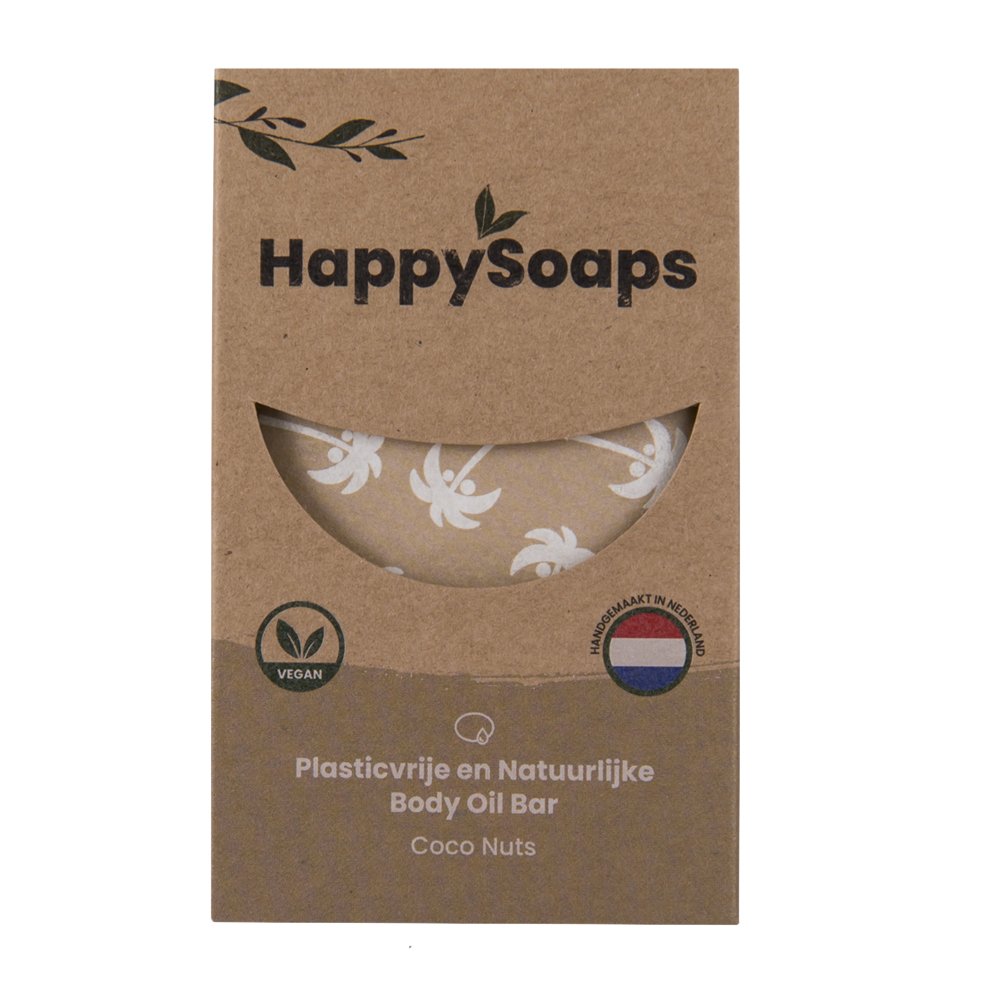 Body Oil Bar – Coco Nuts - NowVitamins - HappySoaps - 100% plasticvrije cosmetica - 8720572971462