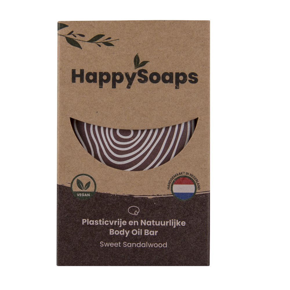 Body Oil Bar – Sweet Sandalwood - NowVitamins - HappySoaps - 100% plasticvrije cosmetica - 8720572971486