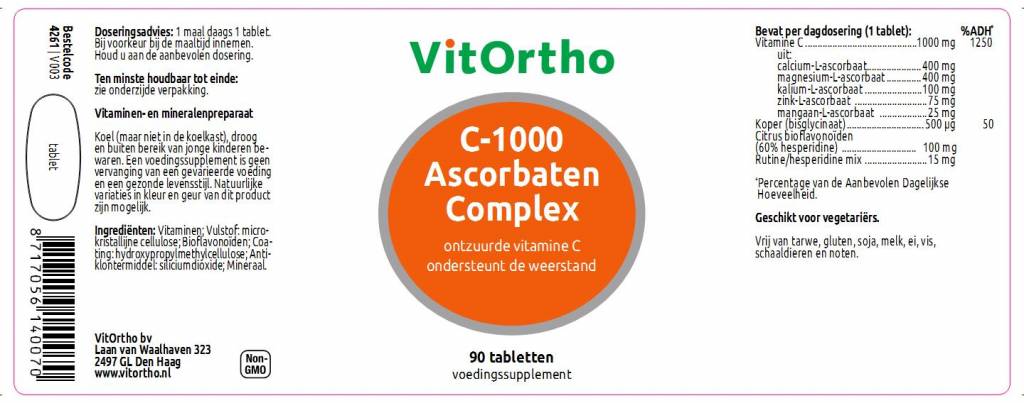 C-1000 Ascorbaten Complex - NowVitamins - VitOrtho - 8717056140070