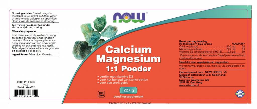 Calcium & Magnesium 1:1 Poeder - NowVitamins - NOW Foods - 733739146021
