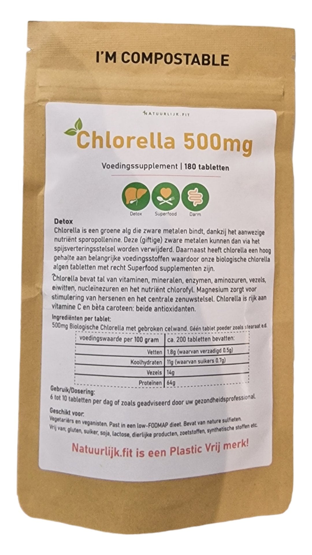 Chlorella 500mg Biologisch - NowVitamins - Natuurlijk.fit - 9509992599741