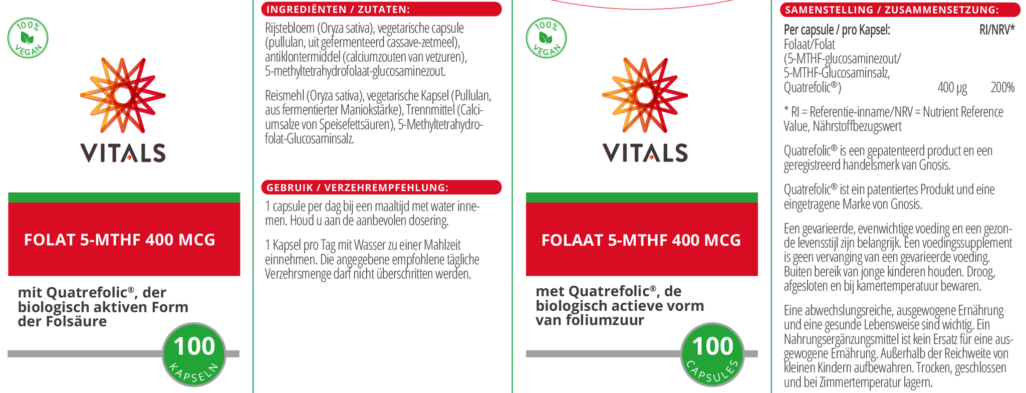 Folaat 5-MTHF 400 mcg - NowVitamins - Vitals - 8716717004072