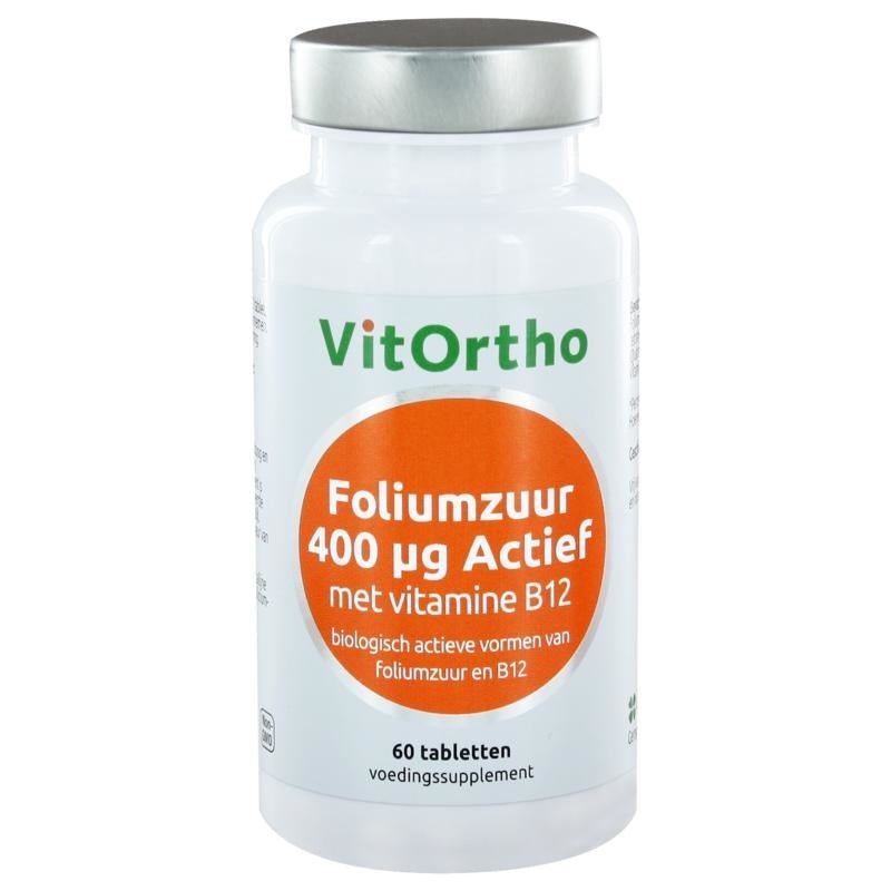 Foliumzuur 400 μg Actief met vitamine B12 - NowVitamins - VitOrtho - 8717056140223
