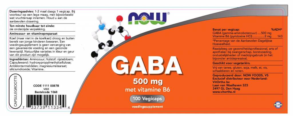 GABA 500 mg - NowVitamins - NOW Foods - 733739113344