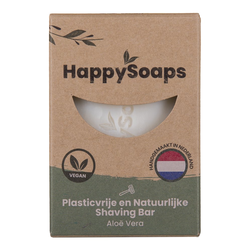 Happy Shaving Bar Aloë Vera - NowVitamins - HappySoaps - 100% plasticvrije cosmetica - 8720256109457