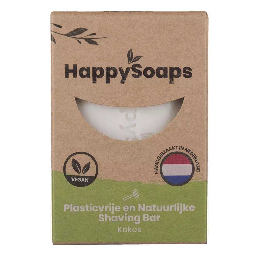 Happy Shaving Bar Kokos - NowVitamins - HappySoaps - 100% plasticvrije cosmetica - 8720572971462