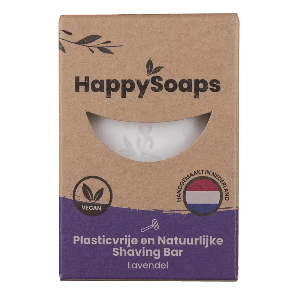 Happy Shaving Bar Lavendel - NowVitamins - HappySoaps - 100% plasticvrije cosmetica - 8720256109488