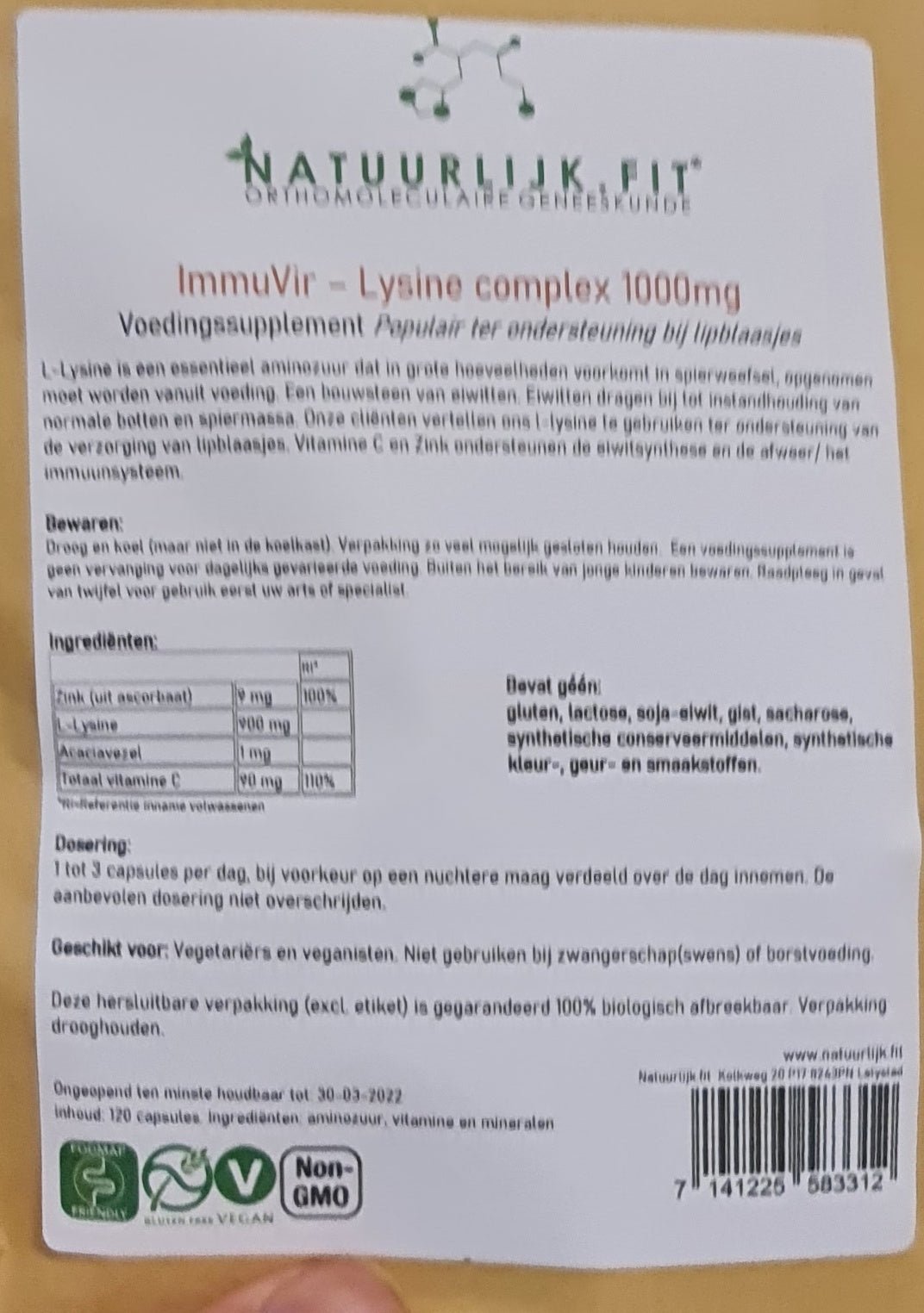 Immuvir Lysine complex - NowVitamins - Natuurlijk.fit - 7141225583312