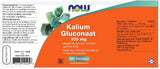 Kalium Gluconaat 100 mg - NowVitamins - NOW Foods - 733739102256