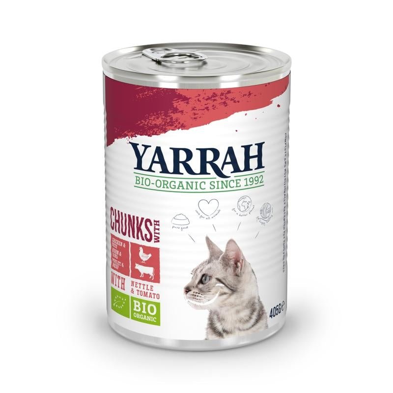 Kattenvoer chunks met kip en rund bio - NowVitamins - Yarrah - 8714265071225