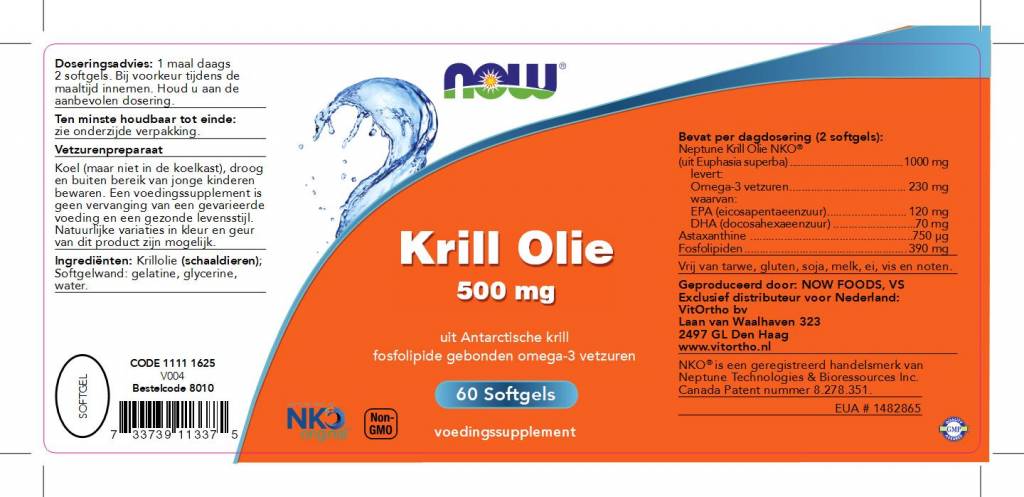 Krill Olie 500 mg - NowVitamins - NOW Foods - 733739113375