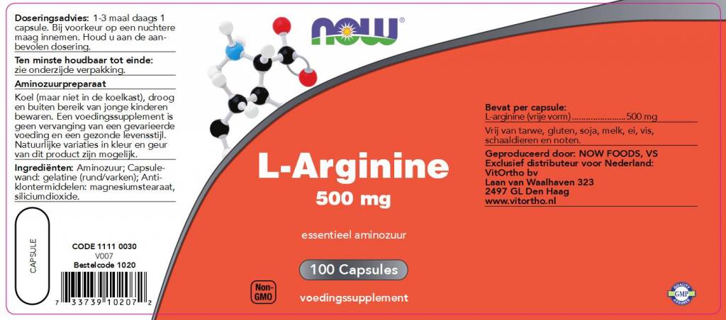 L-Arginine 500 mg. - NowVitamins - NOW Foods - 733739102072