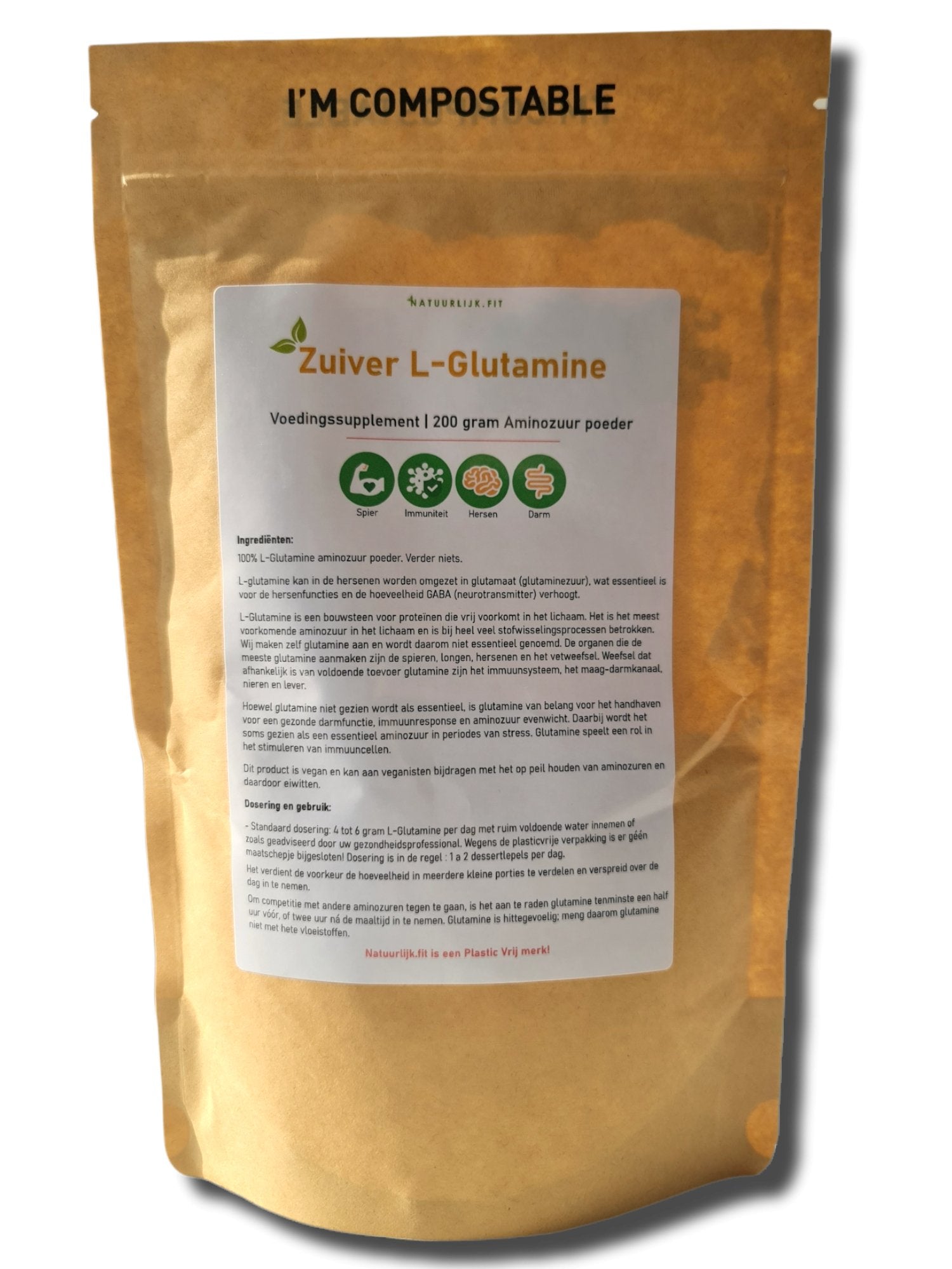 L-Glutamine poeder 200gr - NowVitamins - Natuurlijk.fit - 7442142032021