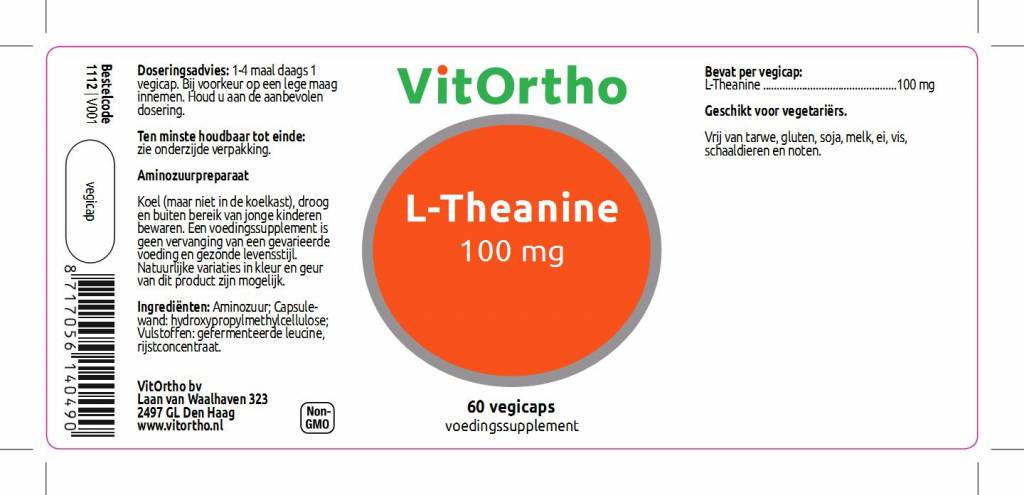 L-Theanine 100 mg - NowVitamins - VitOrtho - 8717056141596