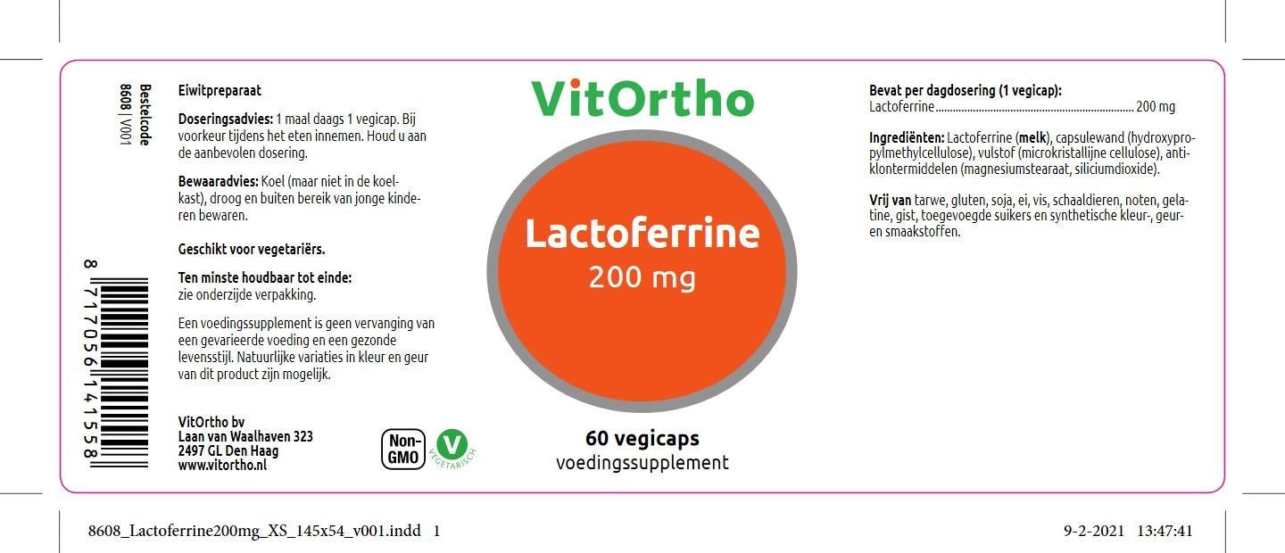 Lactoferrine 200 mg - NowVitamins - VitOrtho - 8717056141558