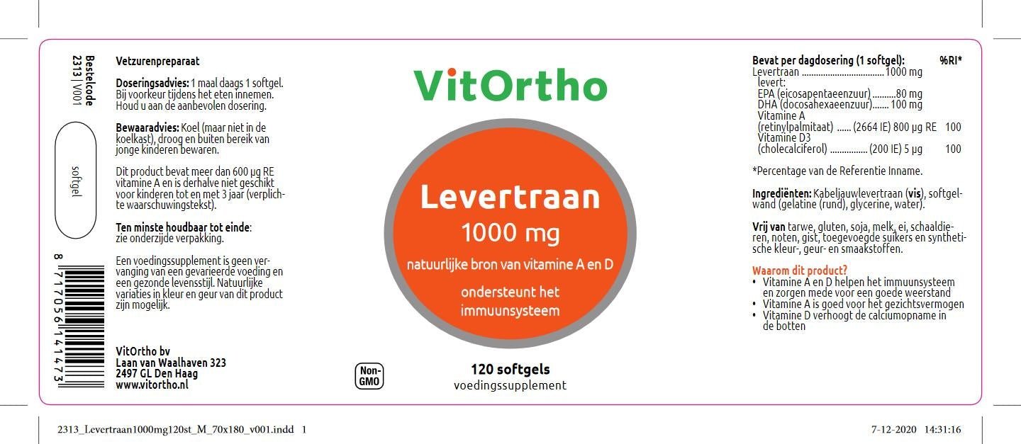 Levertraan 1000 mg - NowVitamins - VitOrtho - 8717056141473