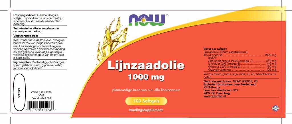 Lijnzaadolie 1000 mg - NowVitamins - NOW Foods - 733739101242