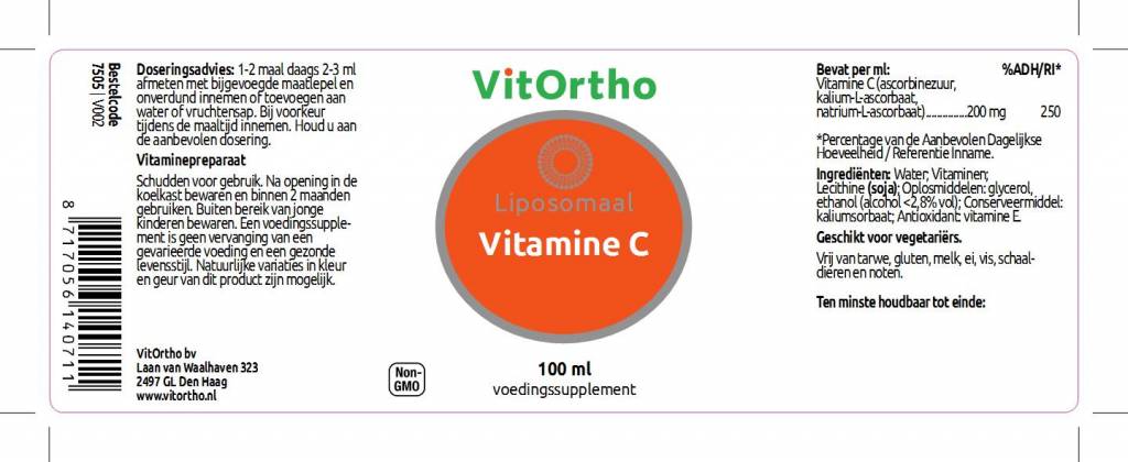 Liposomale Vitamine C - NowVitamins - VitOrtho - 8717056140711