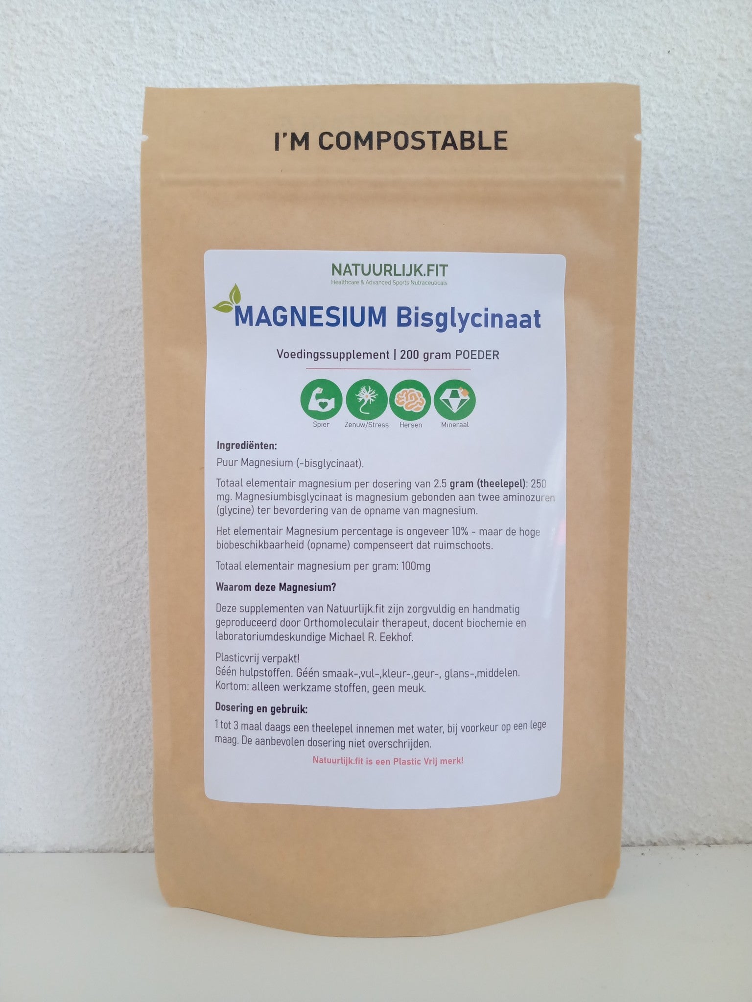 Magnesiumbisglycinaat poeder - NowVitamins - Natuurlijk.fit - 7141225584296
