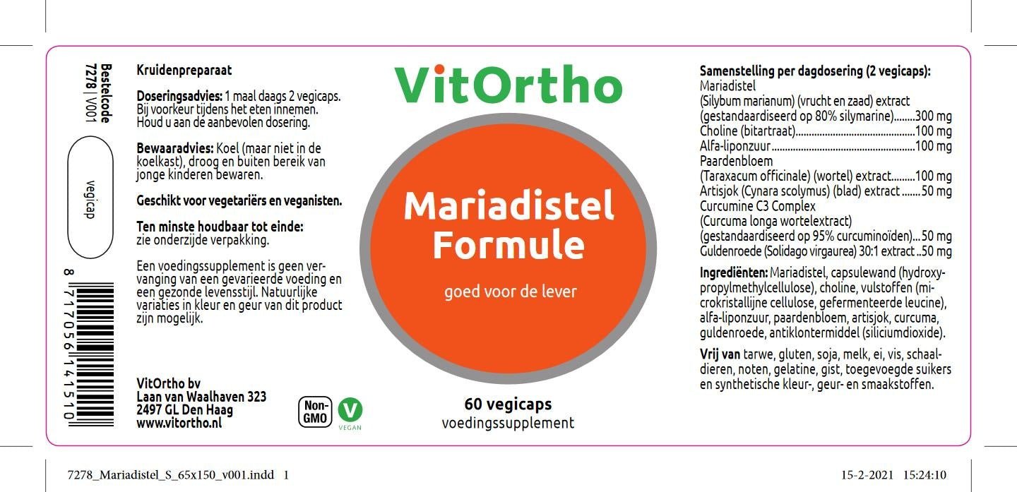 Mariadistel formule - NowVitamins - VitOrtho - 8717056141510