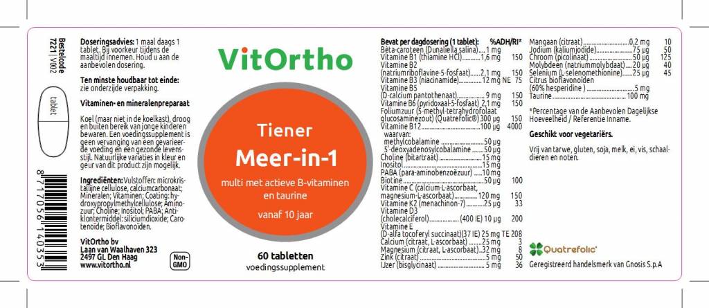 Meer-in-1 Tiener - NowVitamins - VitOrtho - 8717056140353
