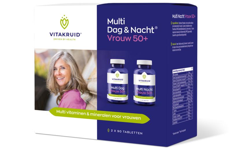 Multi dag & nacht vrouw 50+ 2 x 90 tabletten - NowVitamins - Vitakruid - 8717438692418