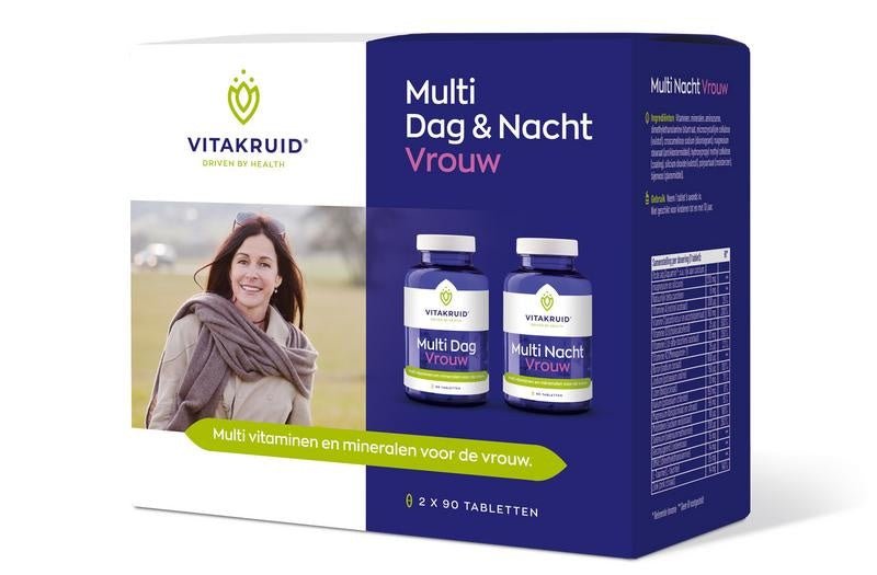 Multi dag & nacht vrouw - NowVitamins - Vitakruid - 8717438691114