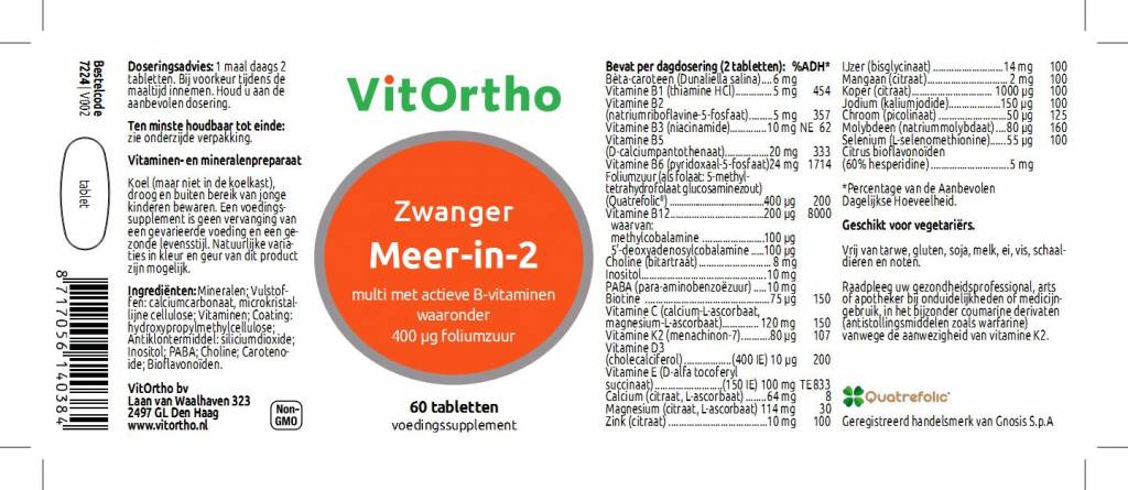 Multivitamine Meer-in-2 Zwanger - NowVitamins - VitOrtho - 8717056140384
