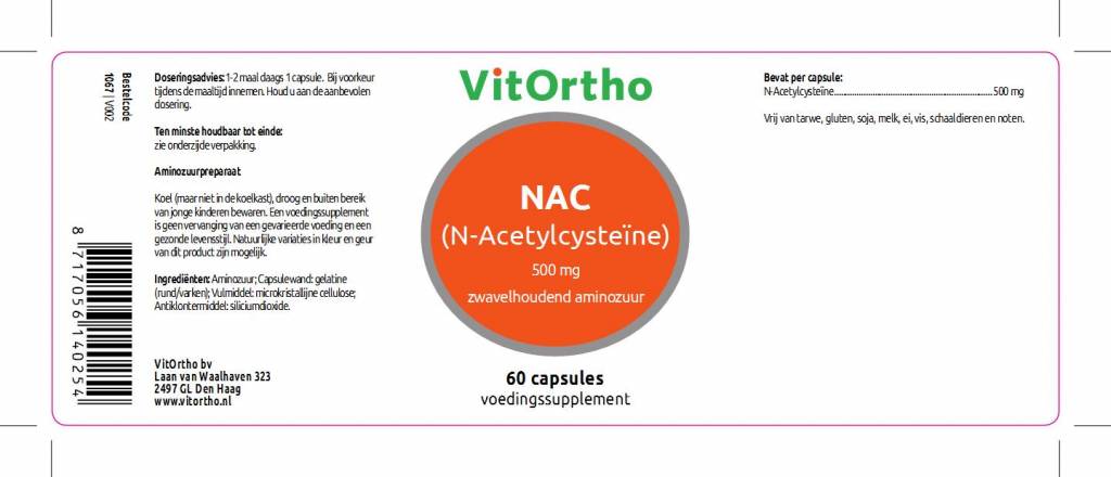 NAC (N-Acetylcysteïne) - NowVitamins - VitOrtho - 8717056140254