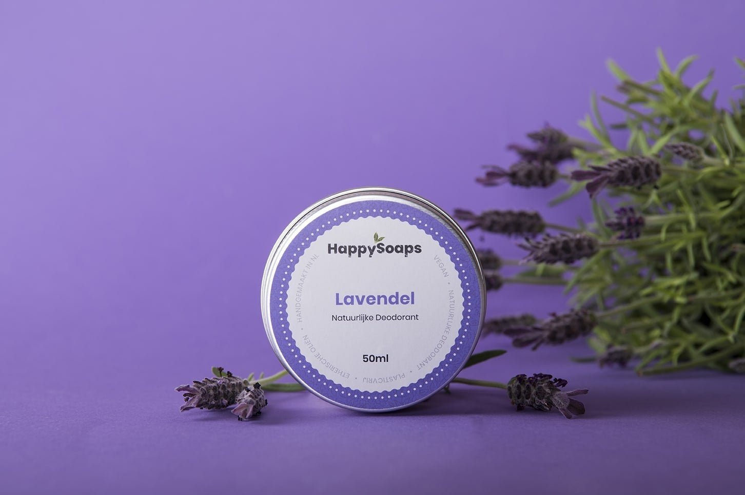 Natuurlijke Deodorant - Lavendel - NowVitamins - HappySoaps - 100% plasticvrije cosmetica - 8720256109051