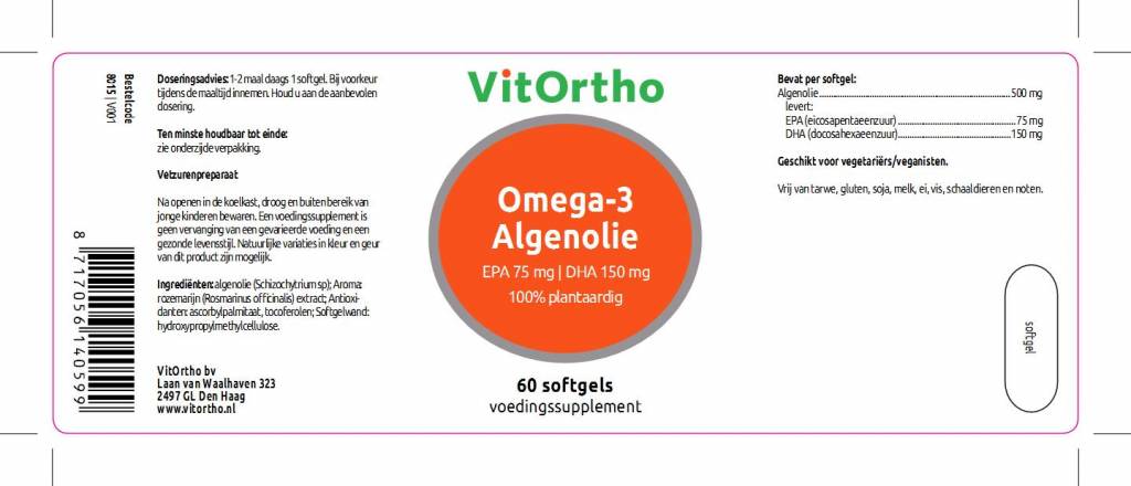 Omega 3 Algenolie - NowVitamins - VitOrtho - 8717056140599