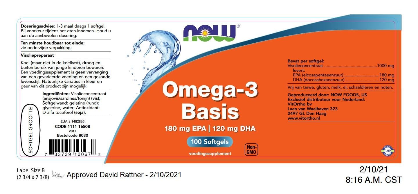 Omega 3 basis 1000mg (100 softgels) - NowVitamins - NOW Foods - 733739100672