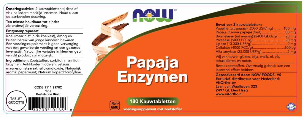 Papaya Enzymen - NowVitamins - NOW Foods - 733739101358