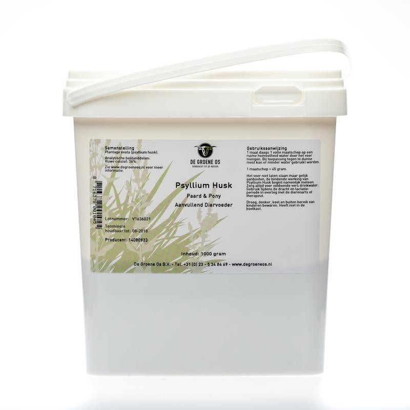 Psyllium husk paard/pony - NowVitamins - Groene Os - 8716378001045