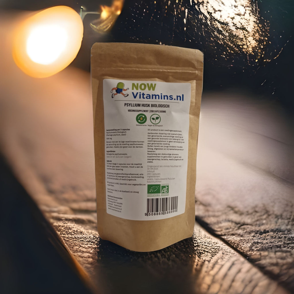 Psylliumvezels 500 mg Biologisch 200 capsules - NowVitamins - NowVitamins.nl - 9508869586990