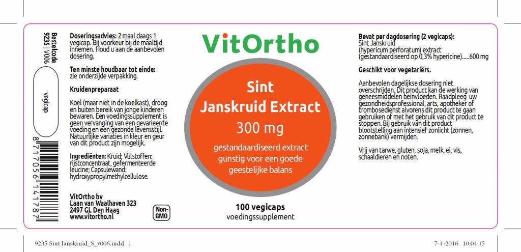 Sint Janskruid Extract 300 mg - NowVitamins - VitOrtho - 8717056141787