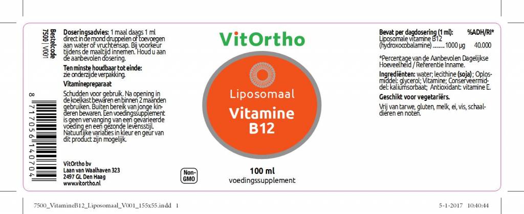 Vitamine B12 Liposomaal - NowVitamins - VitOrtho - 8717056140704