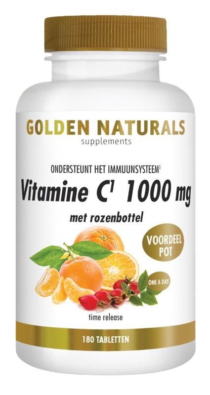 Vitamine C 1000 + rozenbottel - NowVitamins - Golden Naturals - 8718164647871